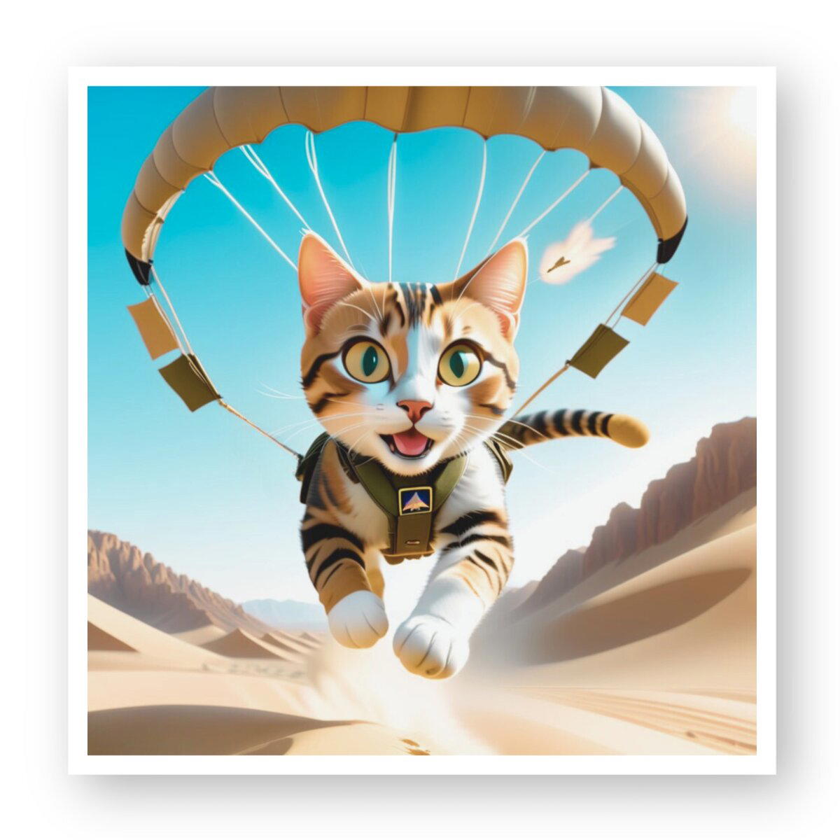 Image front AUTOCOLLANT "CHAT PARACHUTÉ"