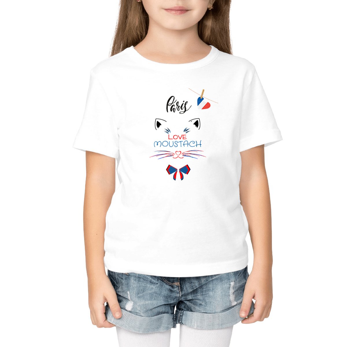 Image front T-SHIRT LOVE MOUSTACH A PARIS