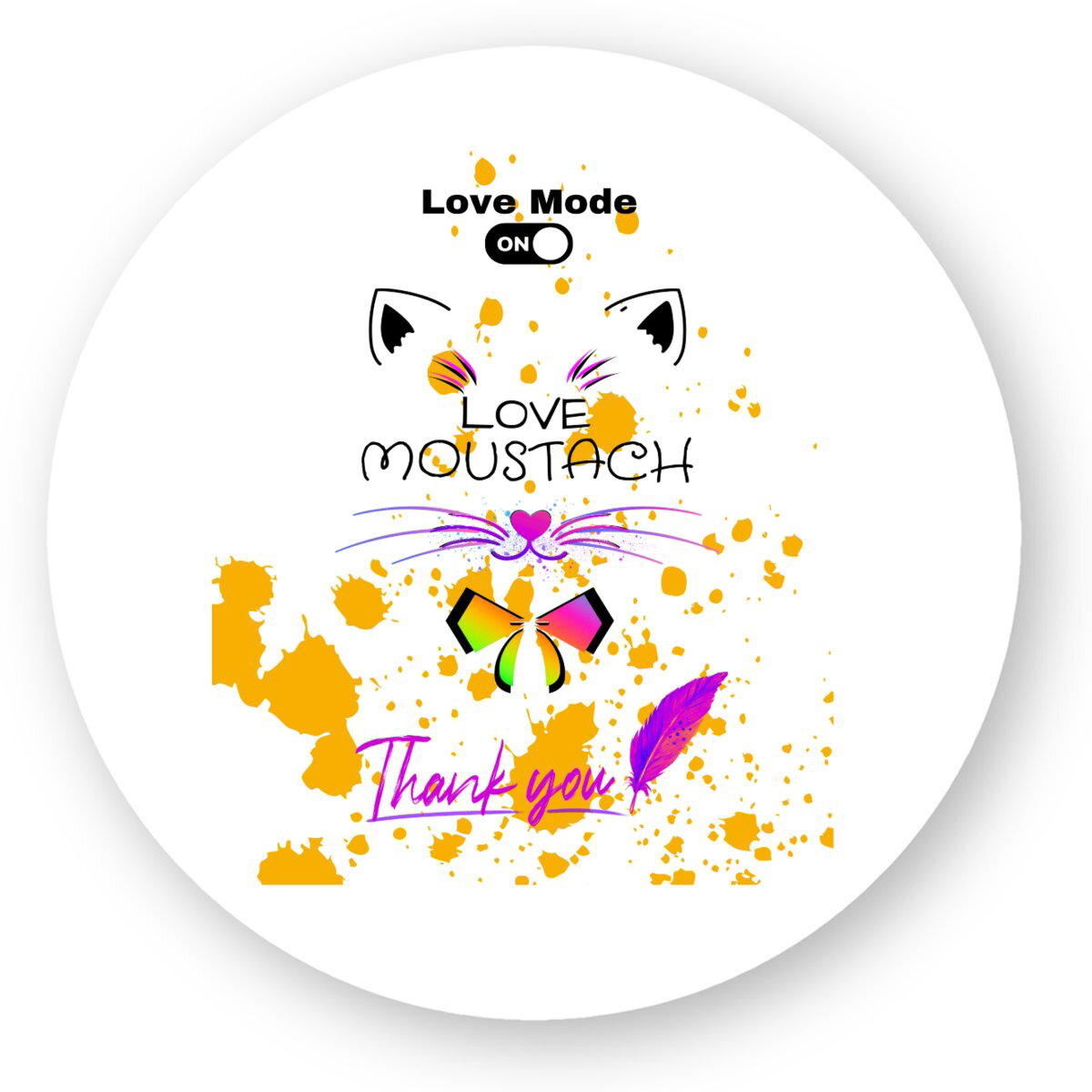 Image front STICKER LOVE MOUSTACH MODE ON
