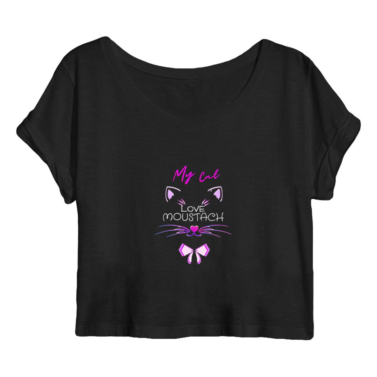 Image back CROP TOP LOVE MOUSTACH SLOGAN