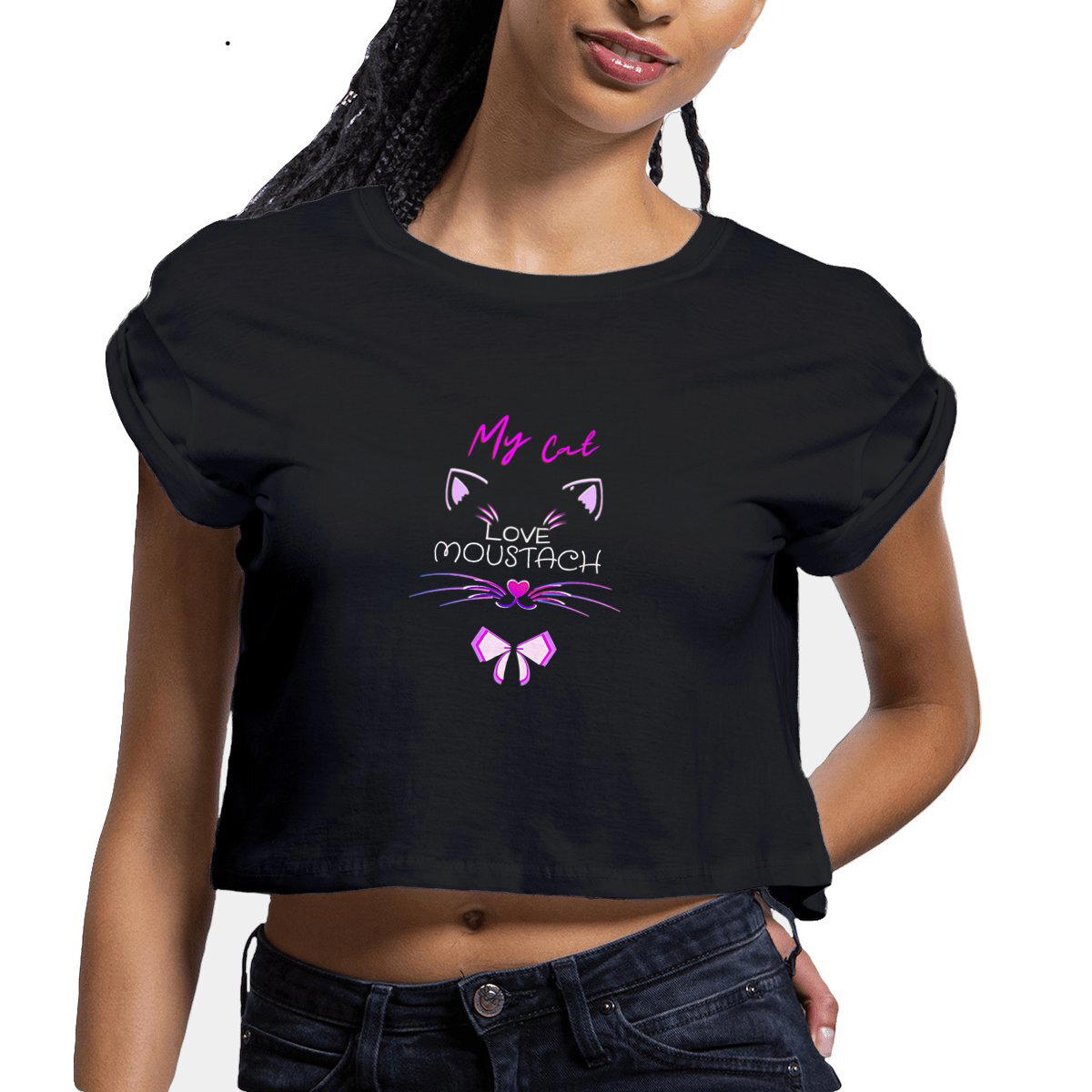 Image front CROP TOP LOVE MOUSTACH SLOGAN