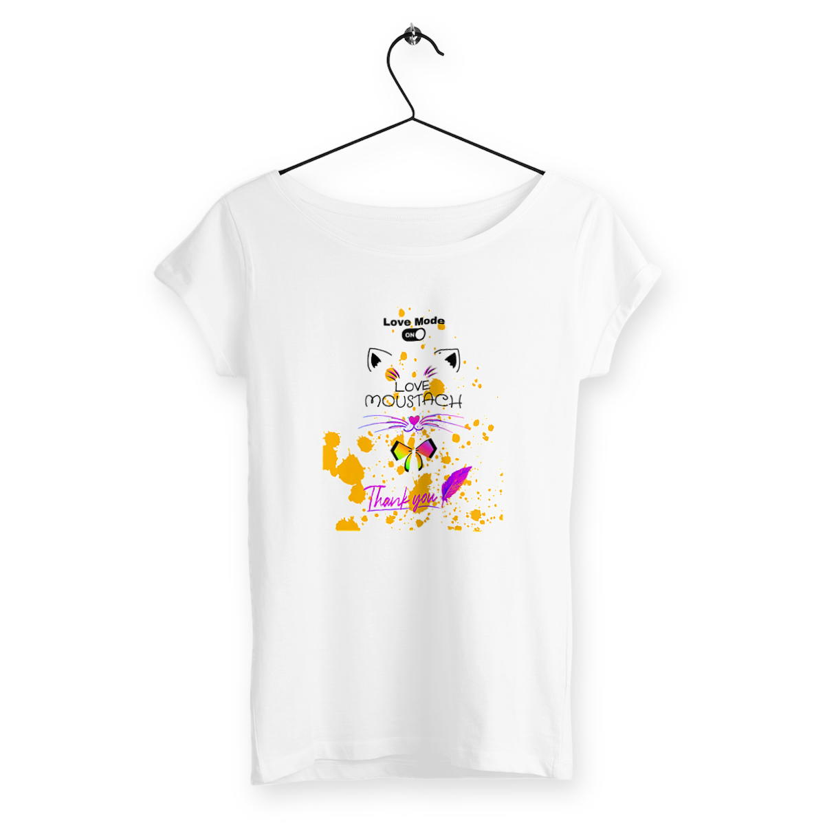 Image back T-SHIRT FEMME LOVE MOUSTACH MODE ON