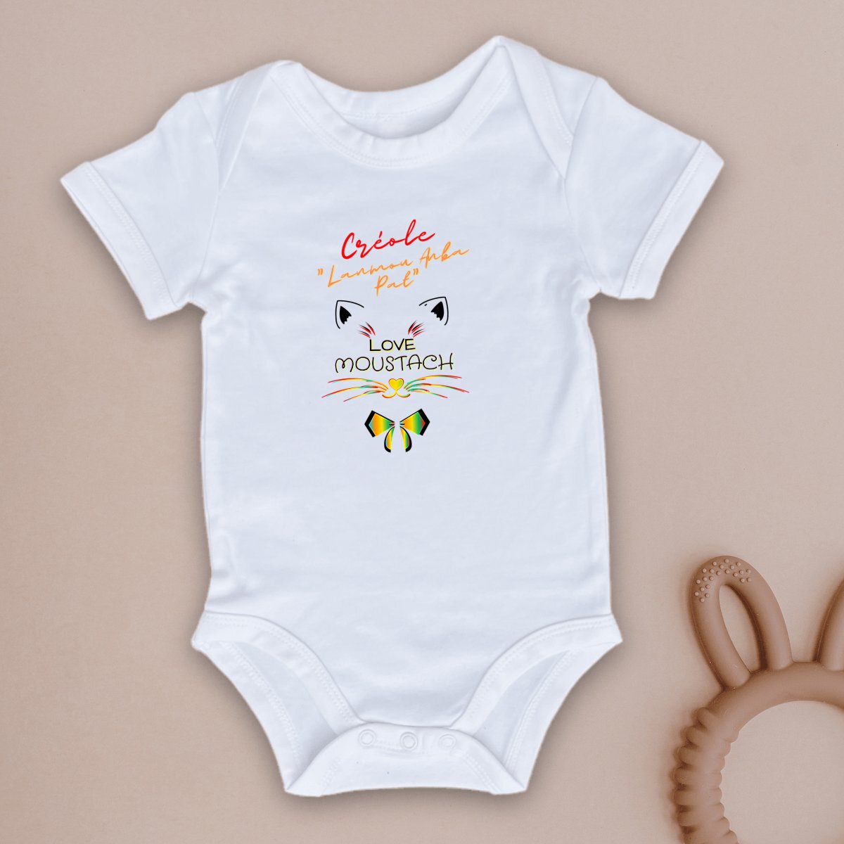 Image front BODY LOVE MOUSTACH CREOLE 100% COTON