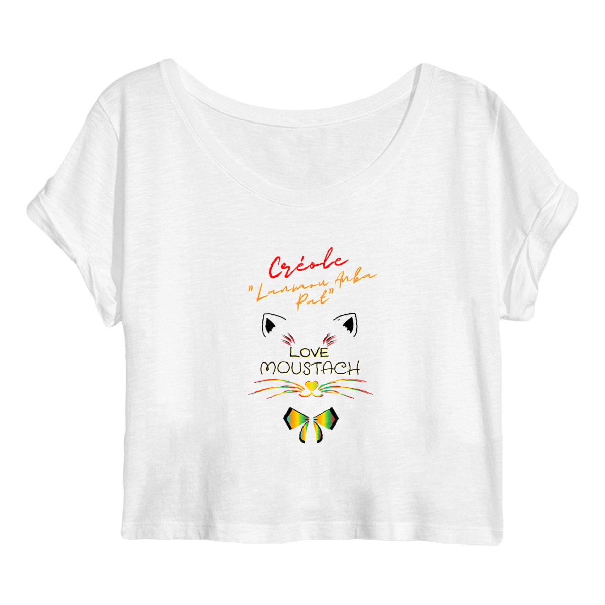 Image back CROP TOP LOVE MOUSTACH CRÉOLE