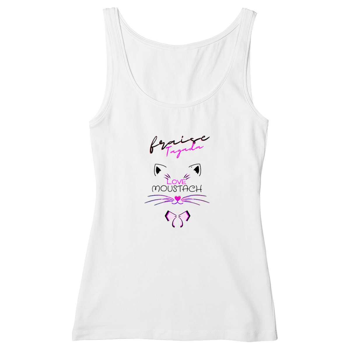 Image front DEBARDEUR FEMME LOVE MOUSTACH FRAISE TAGADA