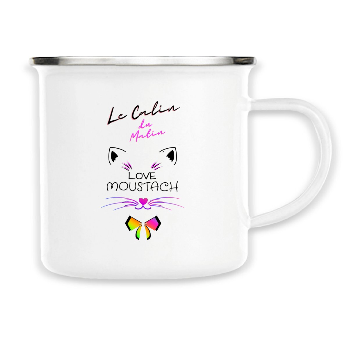 Image back MUG LOVE MOUSTACH SLOGAN "LE CALIN"