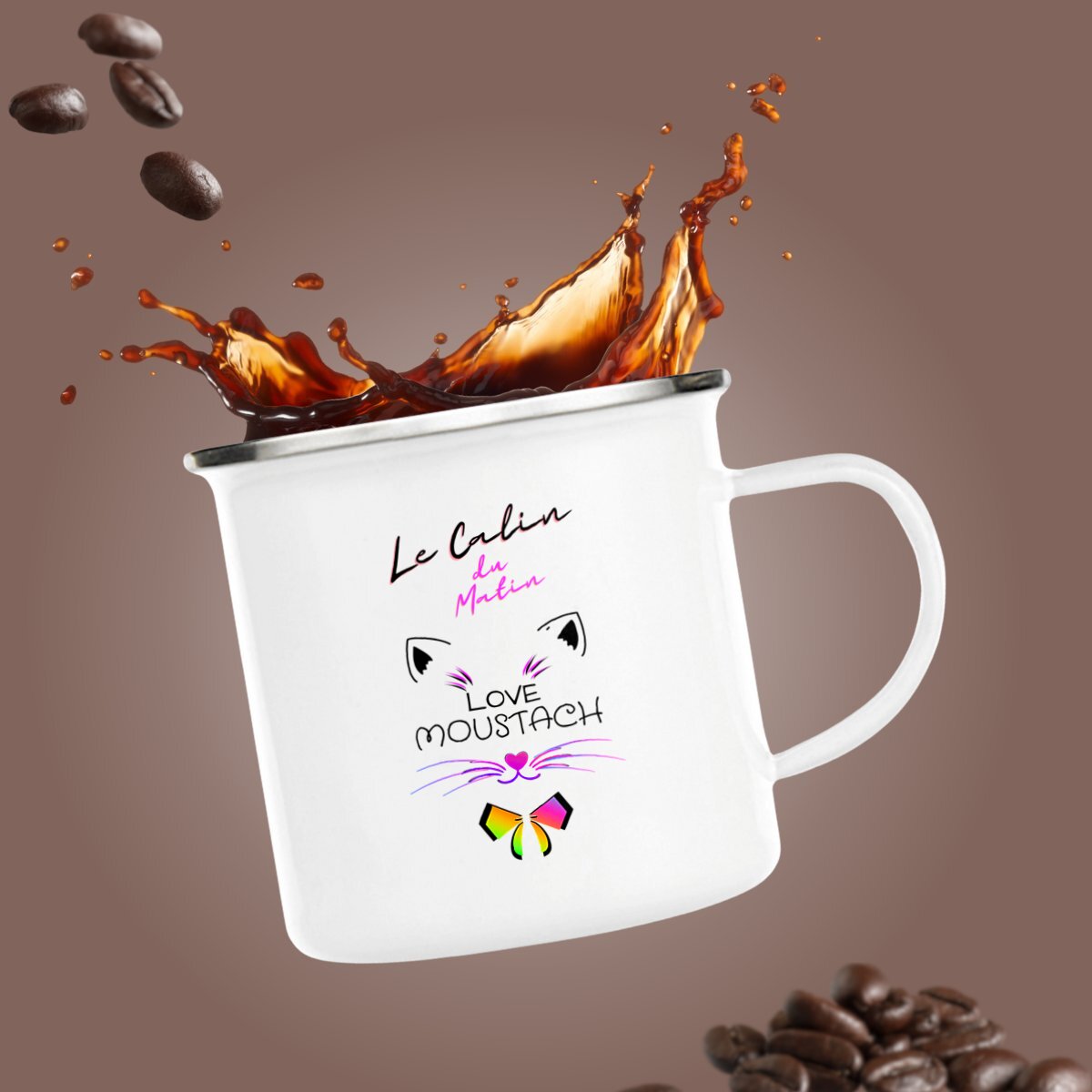Image front MUG LOVE MOUSTACH SLOGAN "LE CALIN"