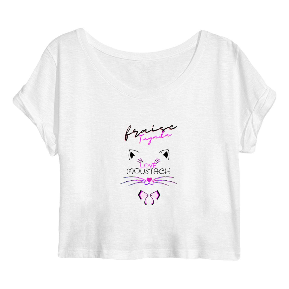 Image back CROP TOP FEMME LOVE MOUSTACH FRAISE TAGADA SLOGAN