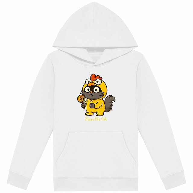 Kids lightweight hoodie featuring Zorro the Cat - Image