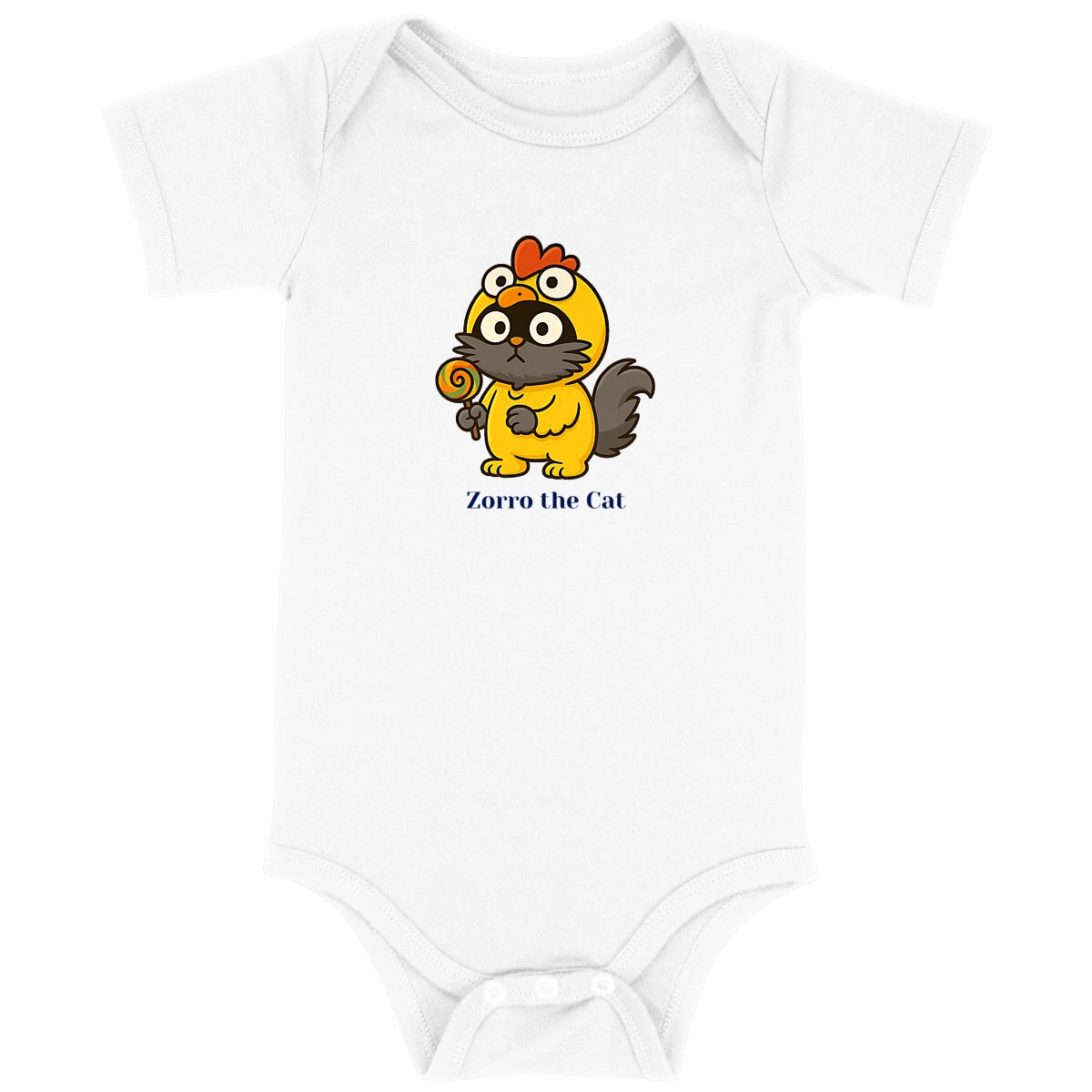 Baby Bodysuit with Zorro The Cat in a funny chicken costume - Image