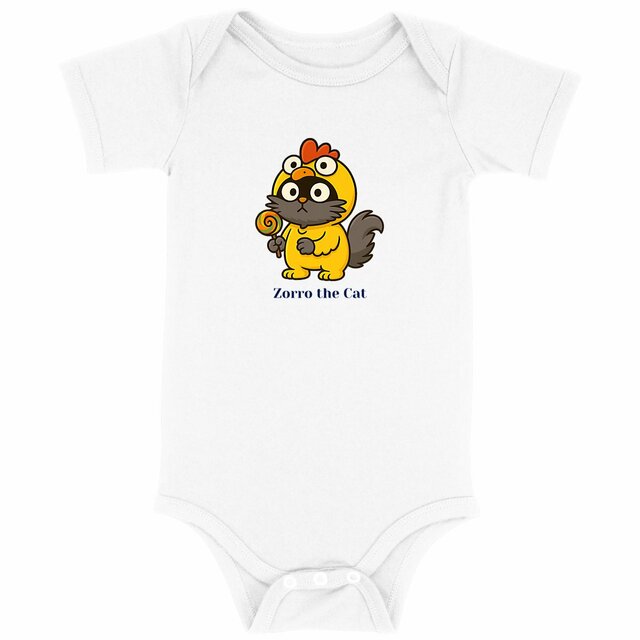 Baby Bodysuit with Zorro The Cat in a funny chicken costume - Image