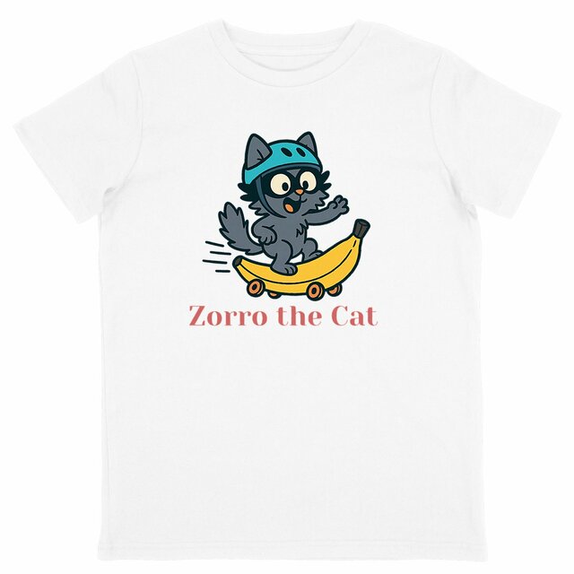 Lightweight kids T-shirt featuring Zorro the Cat - Image