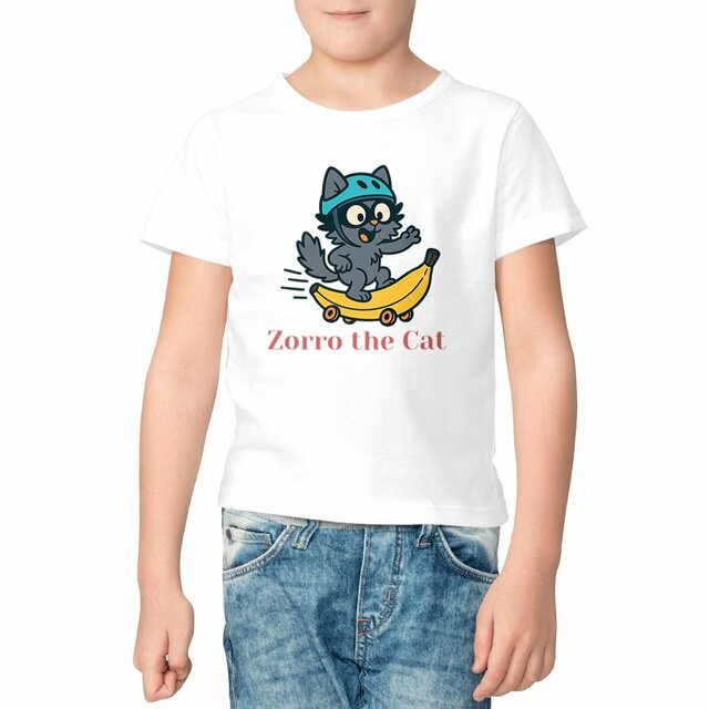 Lightweight kids T-shirt featuring Zorro the Cat