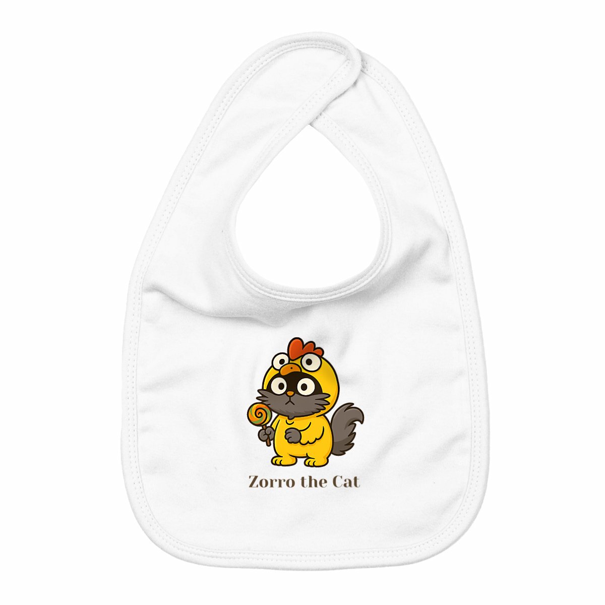 Bib with Zorro the Cat in funny Chicken Costume - Image