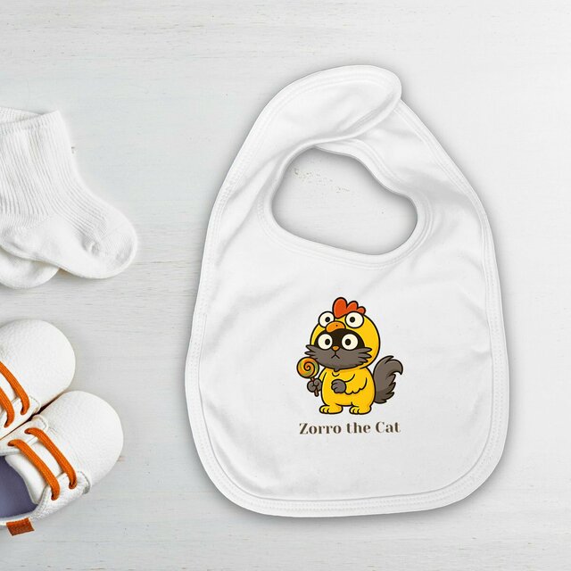 Bib with Zorro the Cat in funny Chicken Costume