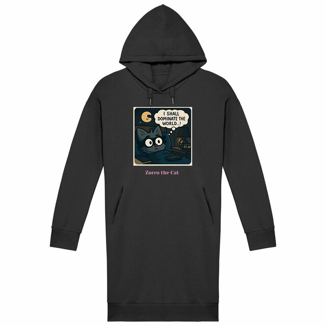 Women's hoodie dress for cat lovers and adventurers