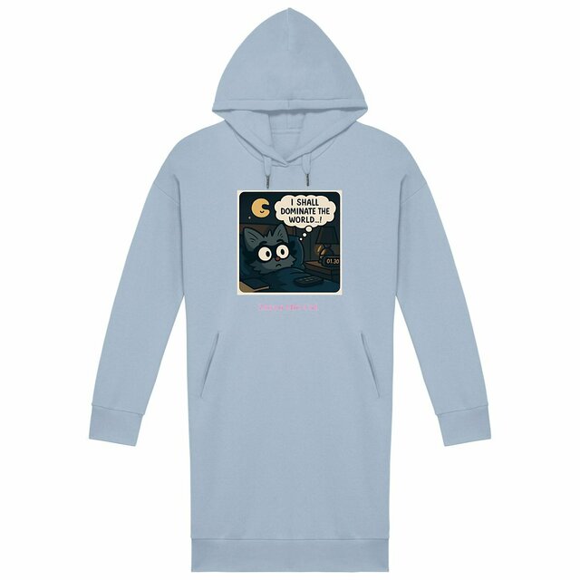 Women's hoodie dress for cat lovers and adventurers - Image