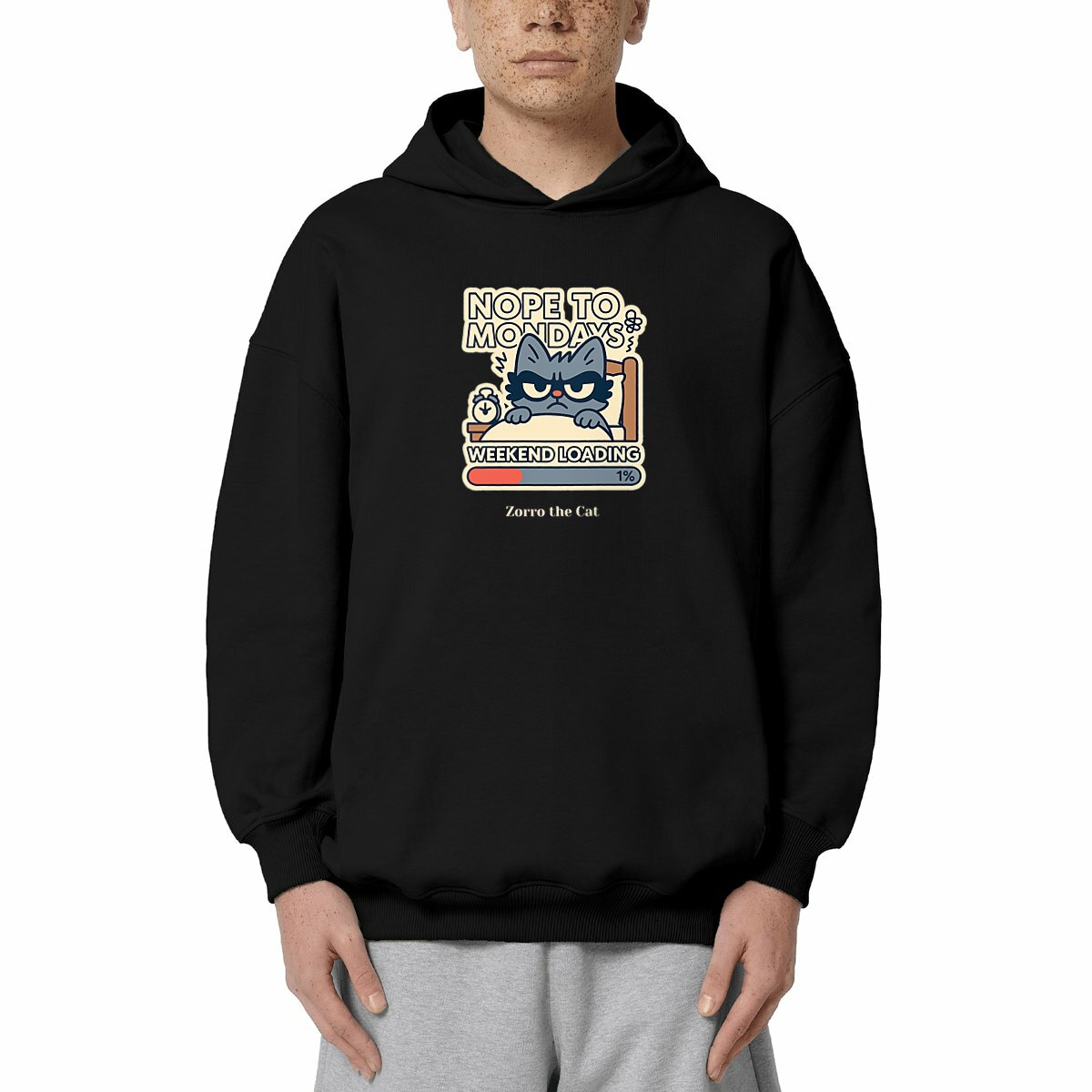 Unisex oversized hoodie - Zorro the Cat Design