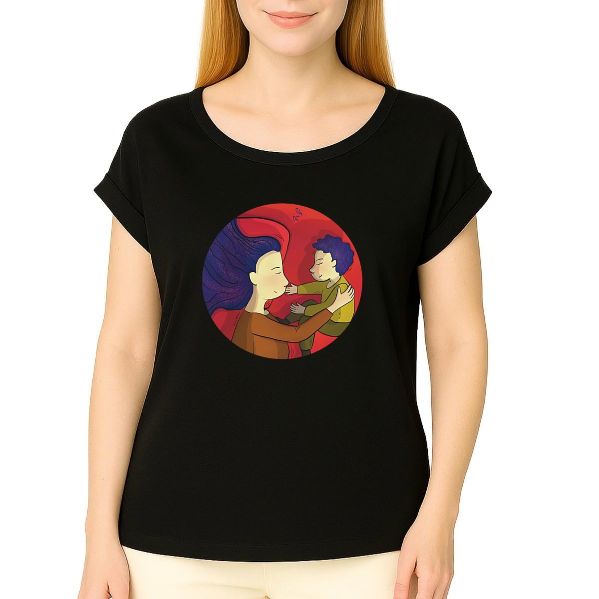 Image front T-shirt femme biologique lien mère enfant 