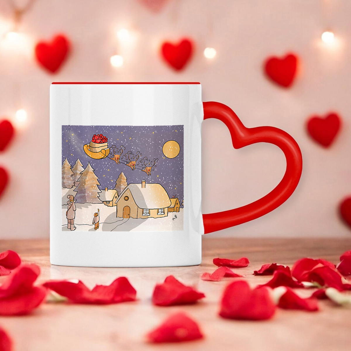 Image front Tasse cœur distribution d’amour à Noël 