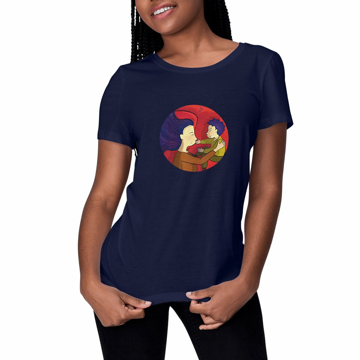 Image front T-shirt femme lien mère enfant