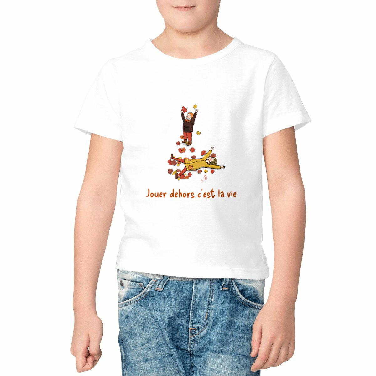 Image front T-shirt enfant feuilles d’automne