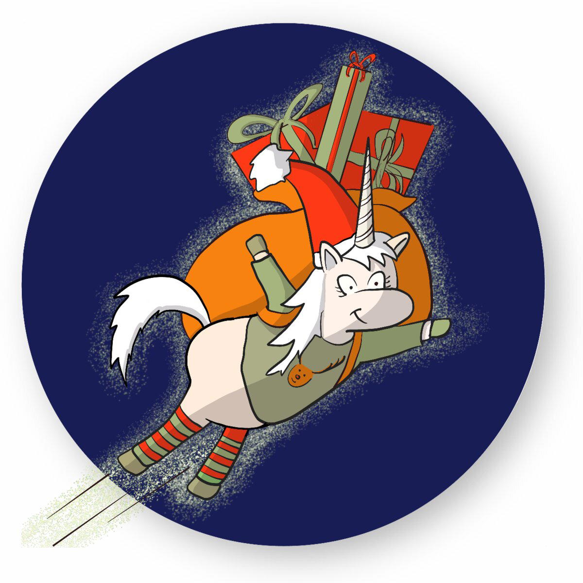 Image front Sticker licorne de noël