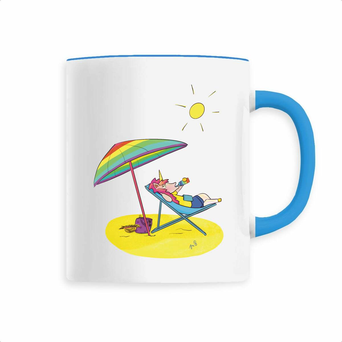 Image back Tasse licorne à la plage personnalisable 
