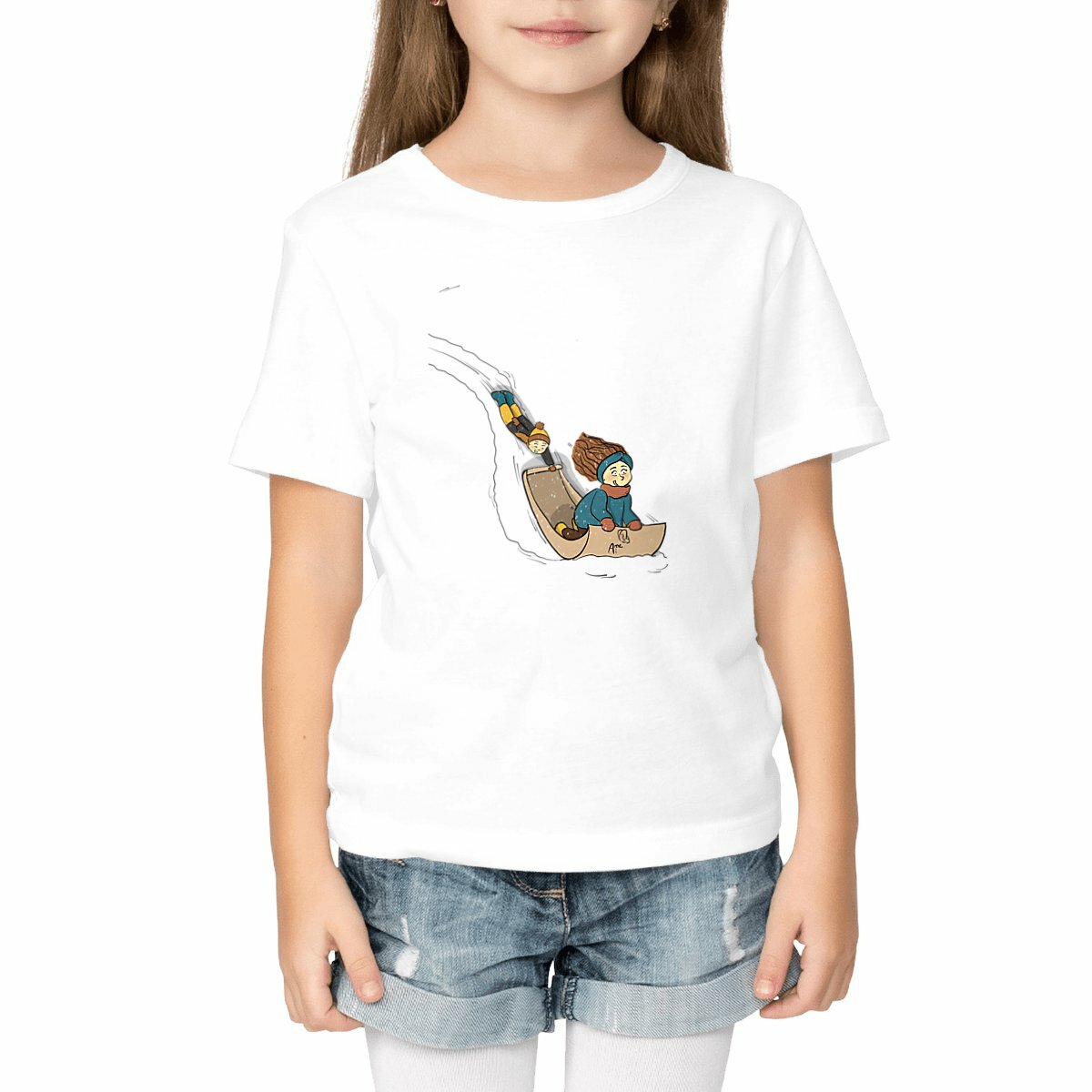 Image front T-shirt enfant luge