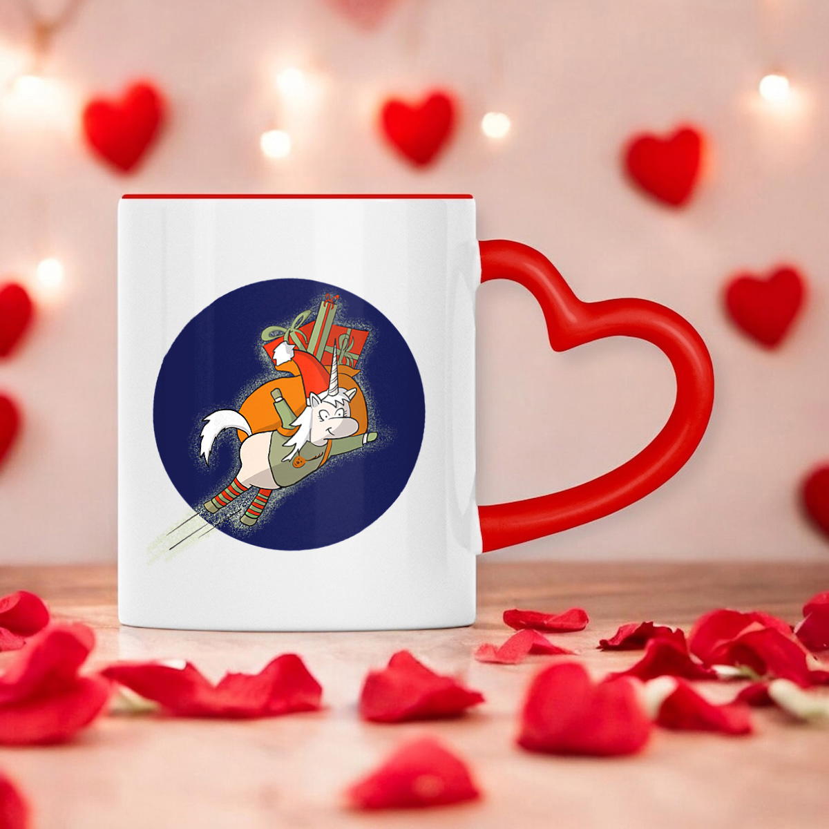Image front Tasse cœur licorne de Noël