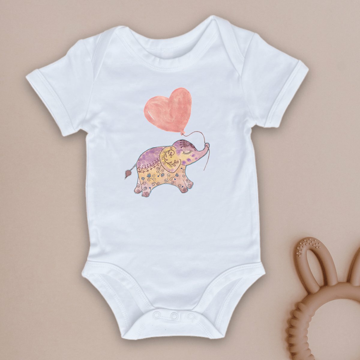 Image front Elephant Baby Bodysuit