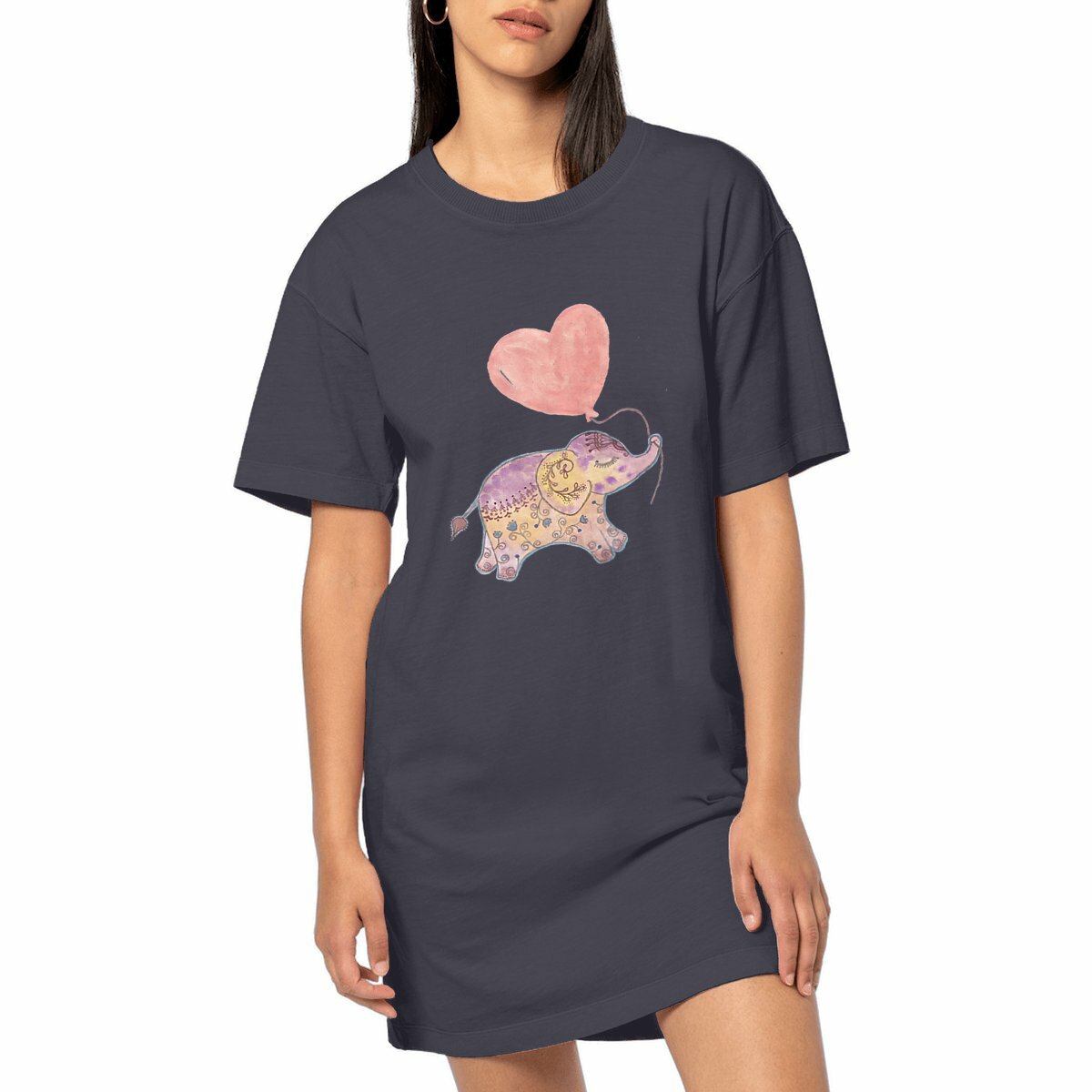 Image front Women´s Vintage Elephant T-shirt Dress