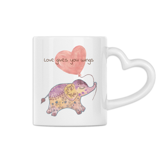 Image back Elephant Heart-Shaped Ceramic Mug