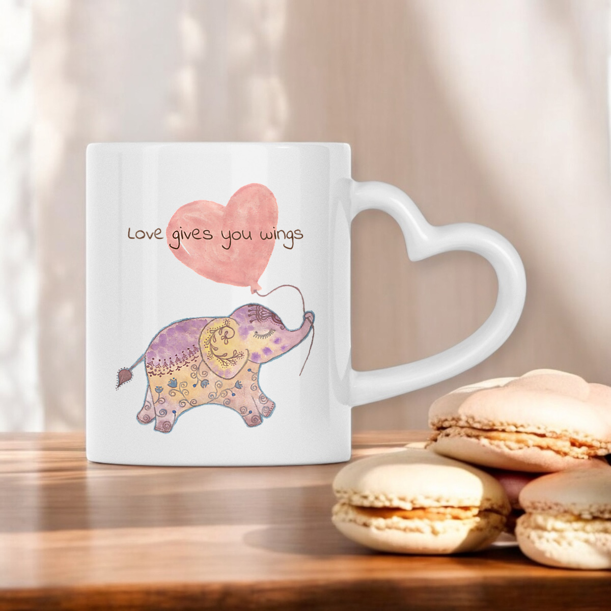 Image front Elephant Heart-Shaped Ceramic Mug