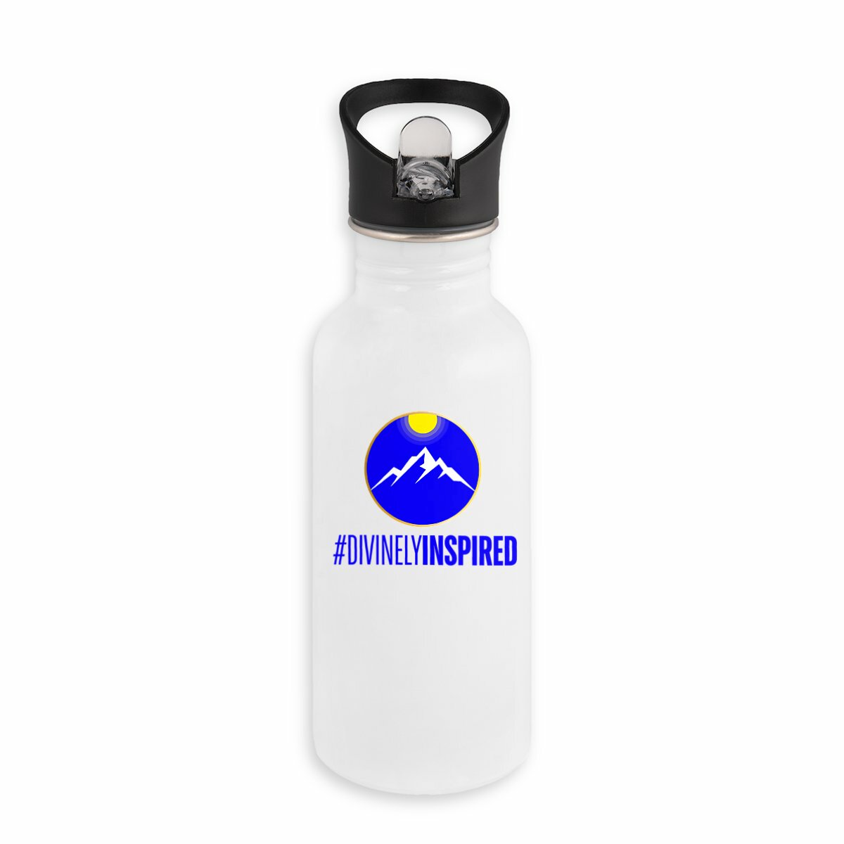 Image back #DivinelyInspired Stainless Steel Water Bottle With Straw