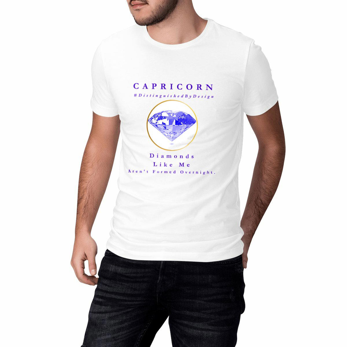 Image front ♑︎ Capricorn Diamonds Like Me Heavyweight Unisex Organic Cotton Premium Tee