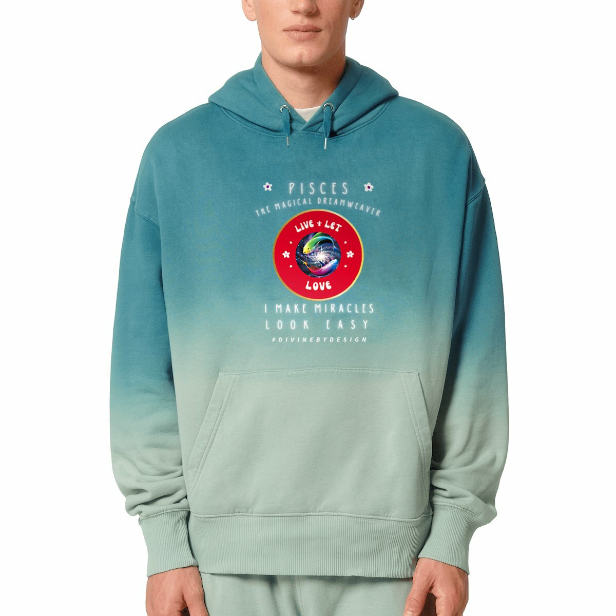 Image front ♓︎ Pisces The Magical Dreamweaver Women's Unisex Organic Cotton Premium Dip Dyed Hoodie