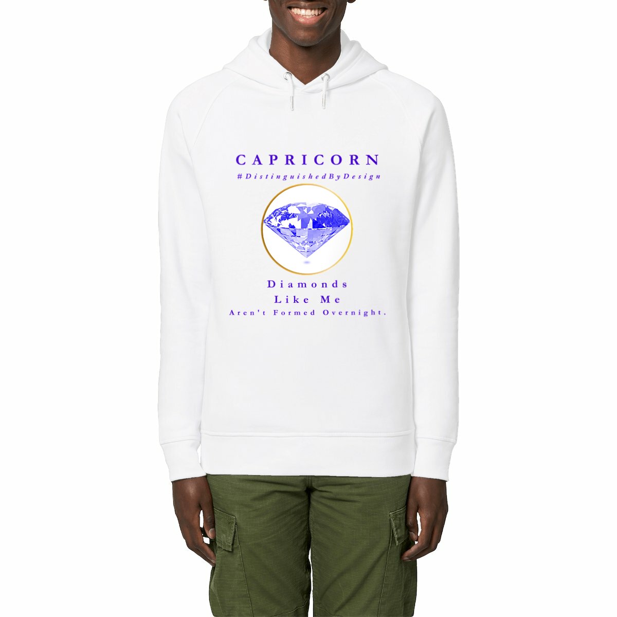 Image front ♑︎ Capricorn Diamonds Like Me Unisex Organic Cotton Premium Side Pocket Hoodie