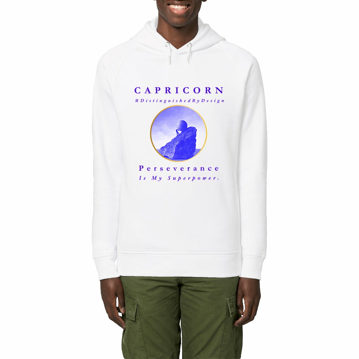 Image front ♑︎ Capricorn Perseverance Unisex Organic Cotton Premium Side Pocket Hoodie