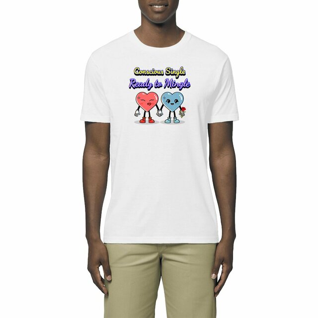 Image du produit "Conscious Single Ready to Mingle" Manifest Love T-Shirt Lightweight Unisex Organic Cotton Premium Tee
