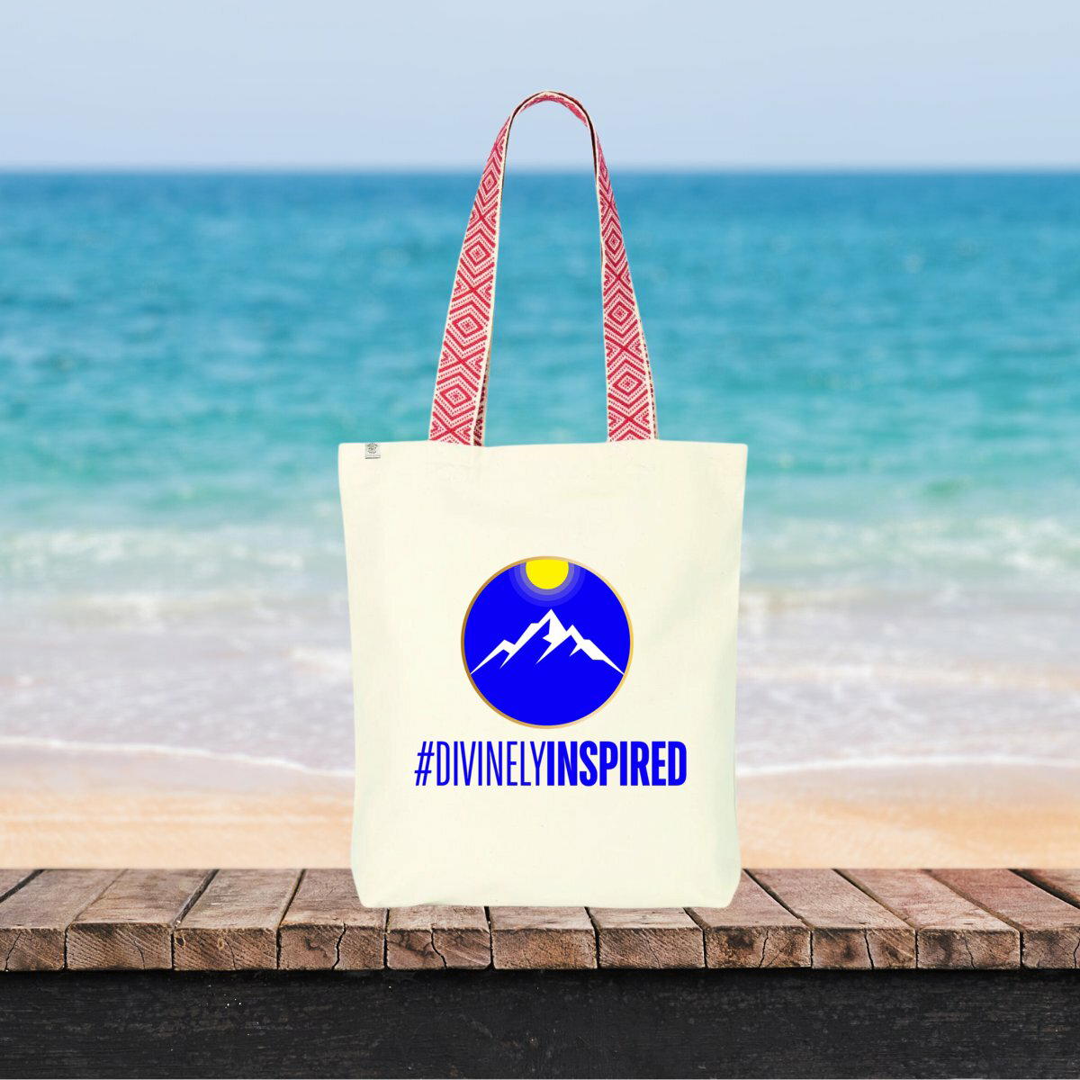 Image front #DivinelyInspired Recycled Cotton Ethnic Totebag