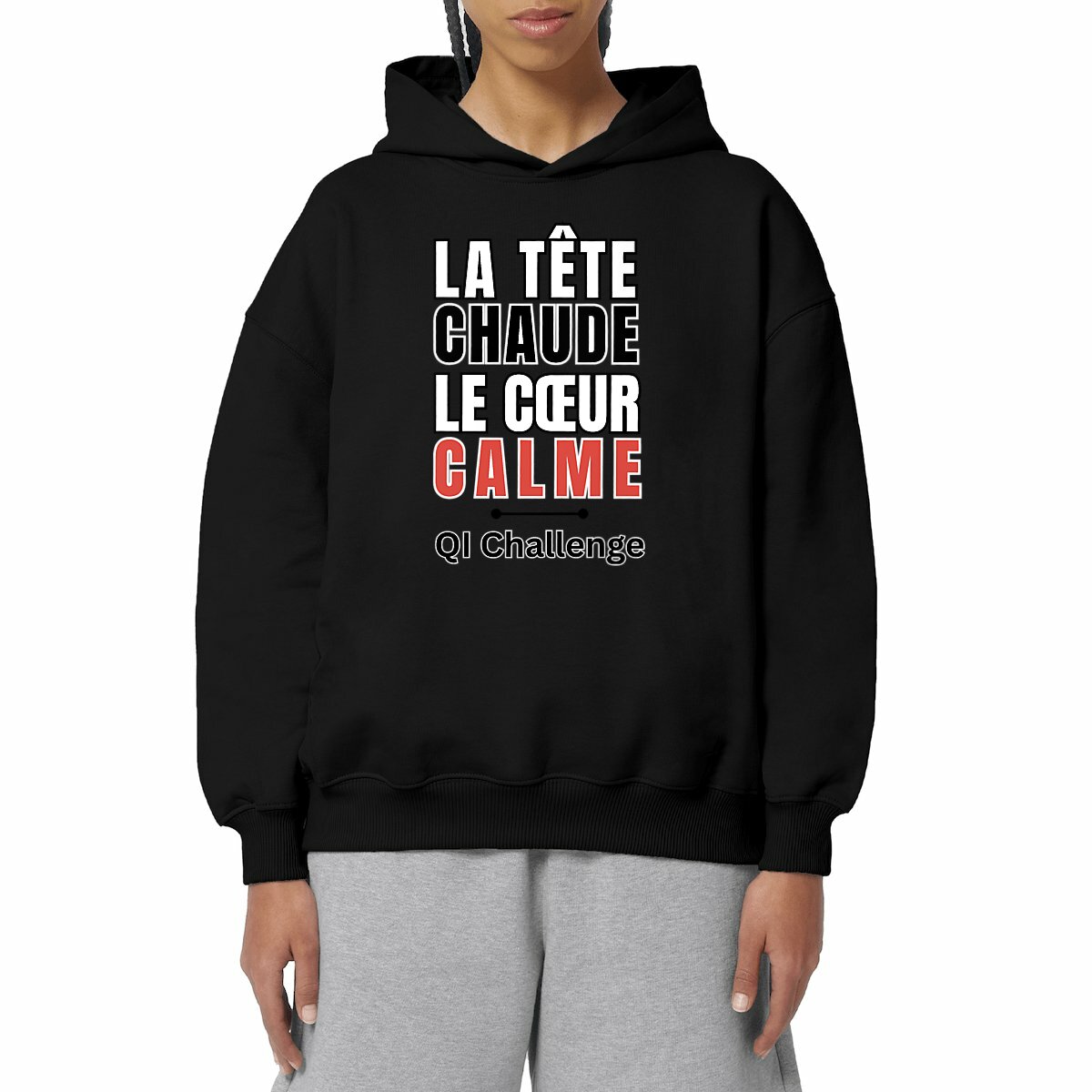 Hoodie Oversize “Tête chaude, cœur calme” – QI Challenge