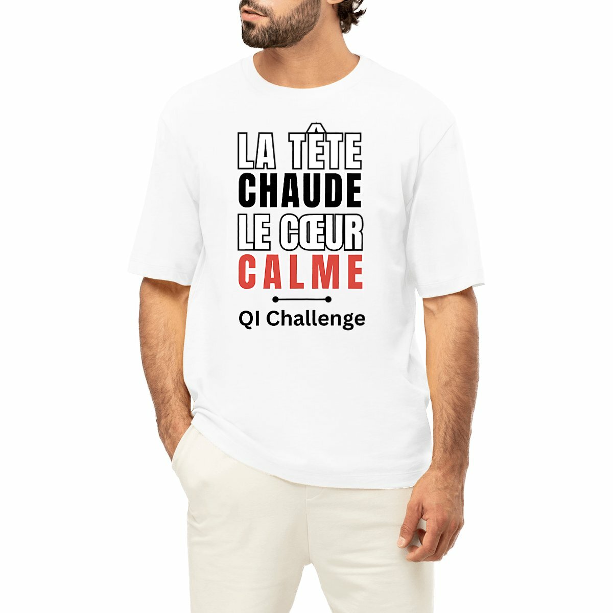 T-shirt Oversized Homme “Tête chaude, cœur calme” – QI Challenge