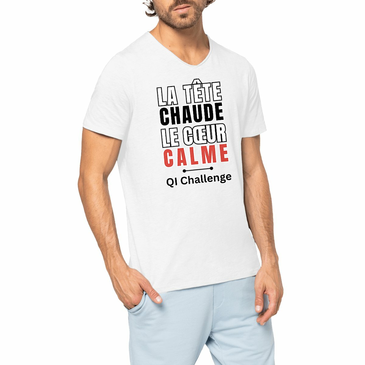 T-shirt Slub Homme “Tête chaude, cœur calme” – QI Challenge
