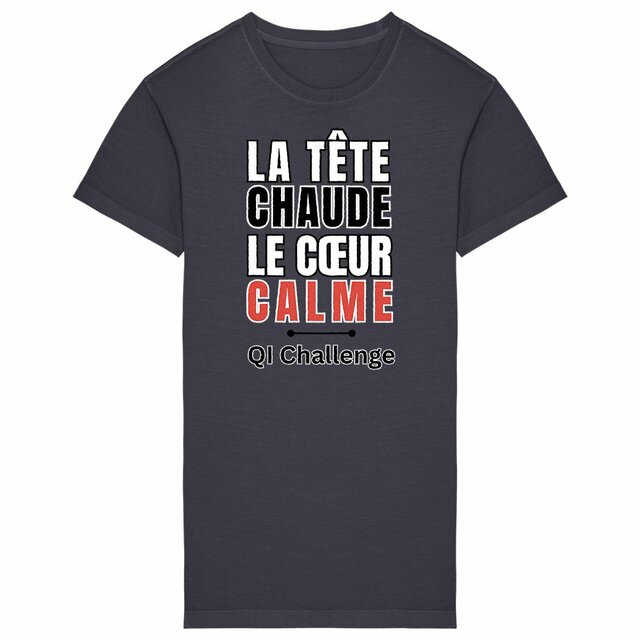 Robe T-shirt Vintage Femme “Tête chaude, cœur calme” – QI Challenge - Image