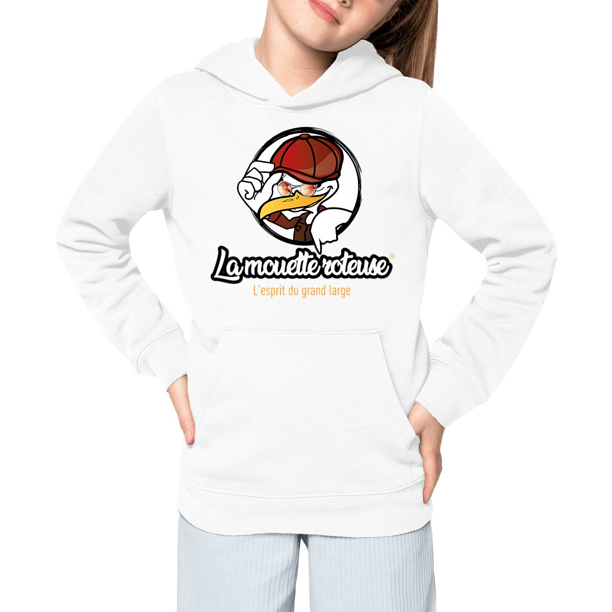 Image front Sweat-capuche-la-mouette-roteuse-enfant-logo-classique