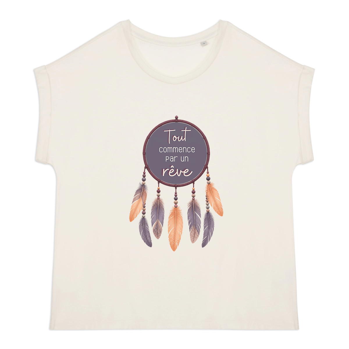 Image back Tshirt manches à revers - Tout commence par un rêve