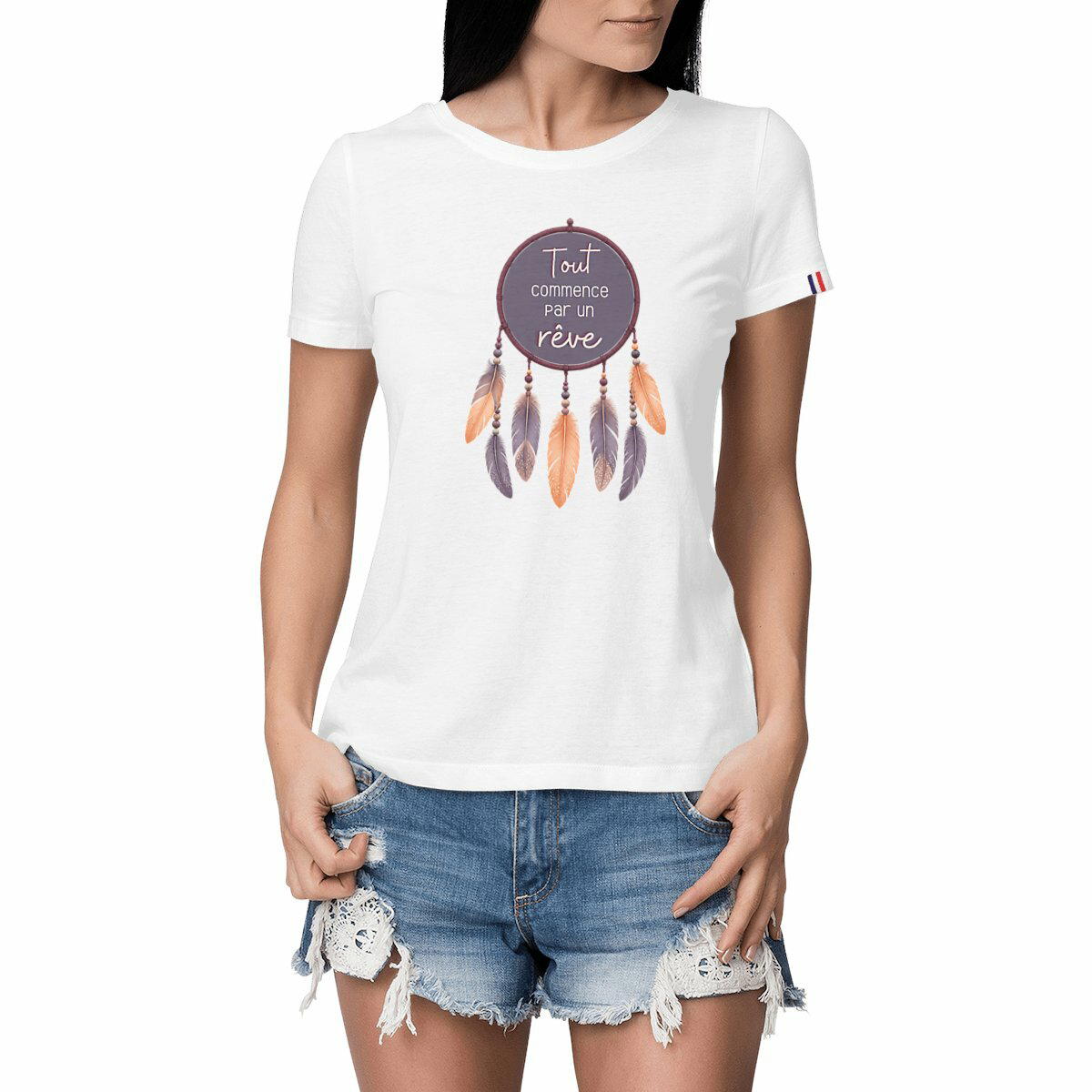 Image front Tshirt slub - Tout commence par un rêve
