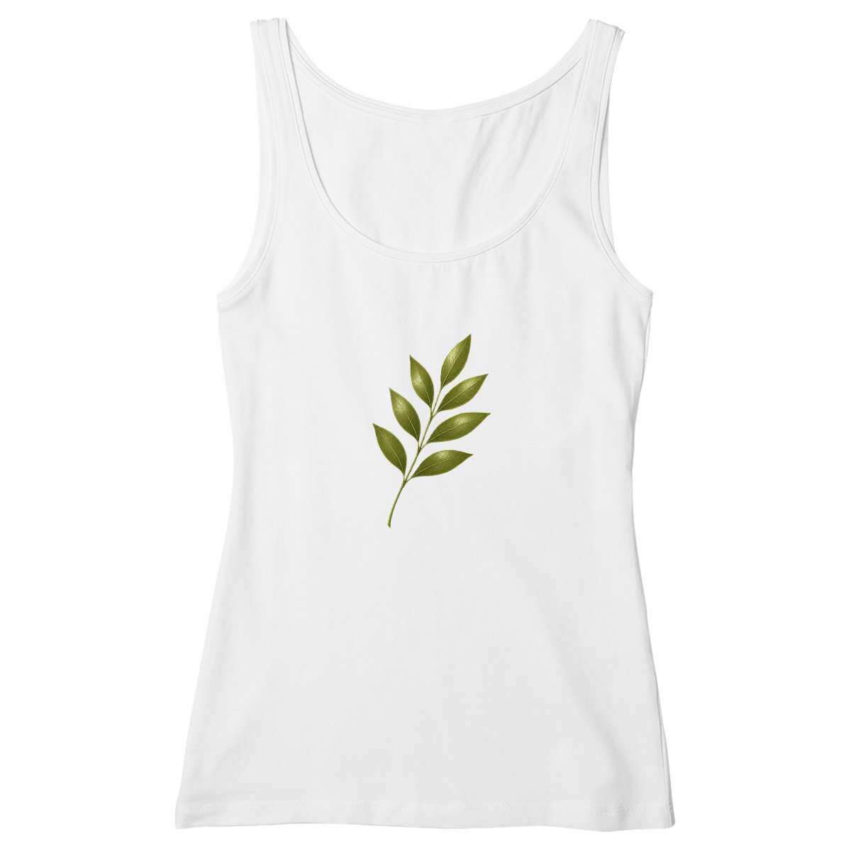 Débardeur Femme Cintré - Élégance Naturelle avec Feuilles Vertes - Image