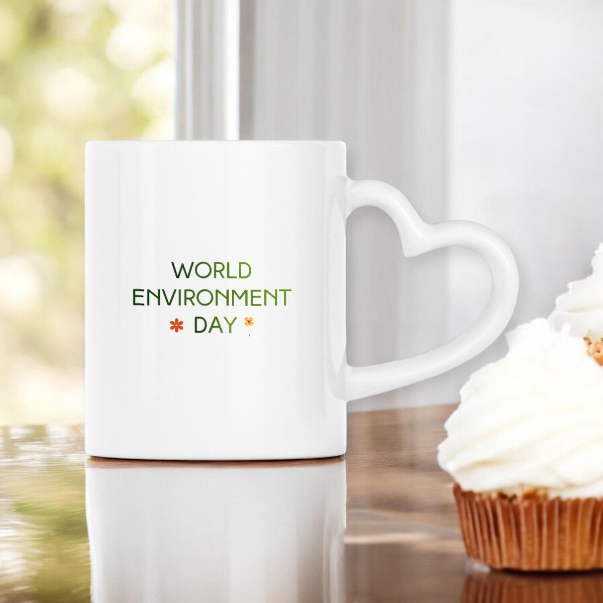 Image front Mug à anse en forme de coeur : Élégance des nuances de coeur vert